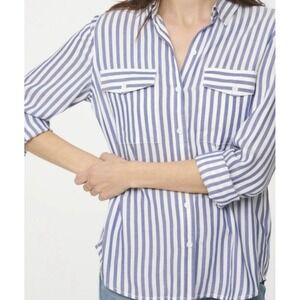 New Beach Lunch Lounge Frankie Stripe Button Up Shirt Women's Sz Large NWT
